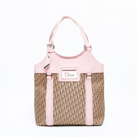 Christian Dior Trotter Street Chic Canvas Leather Handbag Brown WS23061