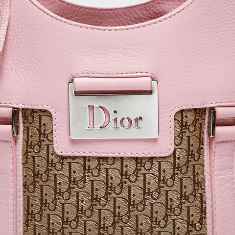 Christian Dior Trotter Street Chic Canvas Leather Handbag Brown WS23061