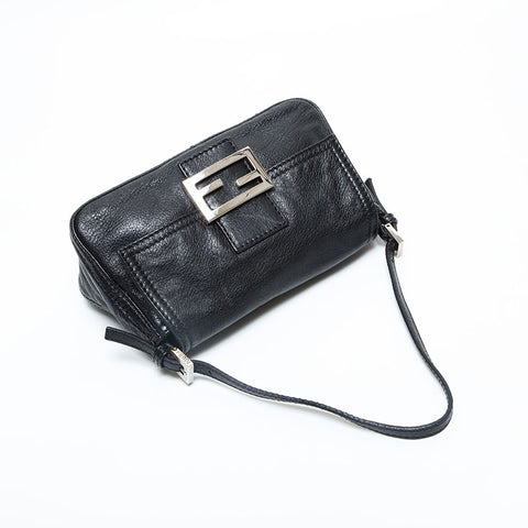 FENDI Leather Mini Mamma Bucket Shoulder Bag black WS23063