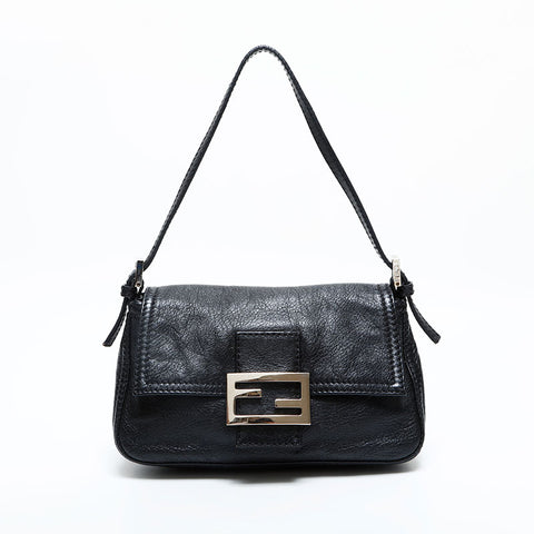 FENDI Leather Mini Mamma Bucket Shoulder Bag black WS23063