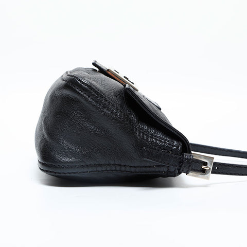 FENDI Leather Mini Mamma Bucket Shoulder Bag black WS23063