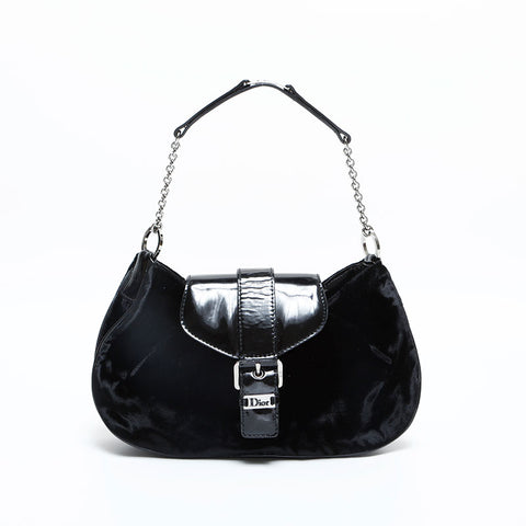 Christian Dior Street Chic Mini Chain Velour Handbag black WS23064