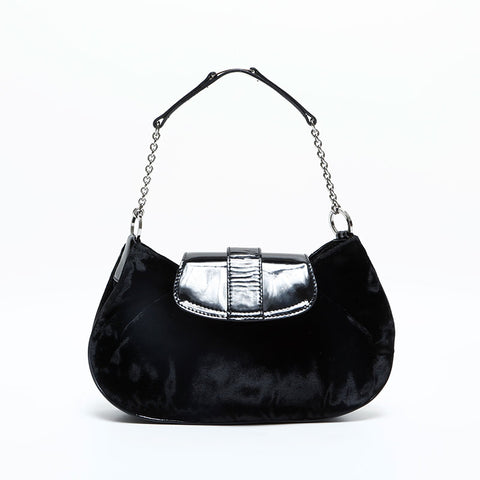 Christian Dior Street Chic Mini Chain Velour Handbag black WS23064