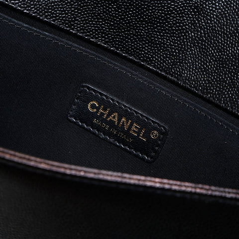 CHANEL No. 24 2017-2018 Caviar Skin Boy Chain Shoulder Bag black WS23069
