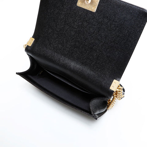 CHANEL No. 24 2017-2018 Caviar Skin Boy Chain Shoulder Bag black WS23069