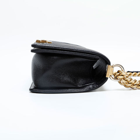 CHANEL No. 24 2017-2018 Caviar Skin Boy Chain Shoulder Bag black WS23069