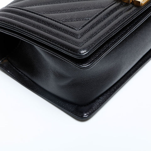 CHANEL No. 24 2017-2018 Caviar Skin Boy Chain Shoulder Bag black WS23069