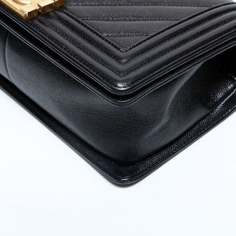 CHANEL No. 24 2017-2018 Caviar Skin Boy Chain Shoulder Bag black WS23069