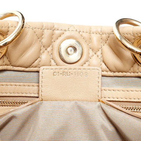 Christian Dior Cannage Lambskin Chain Tote Shoulder Bag beige WS23070