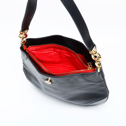 CELINE leather Shoulder Bag black WS23071