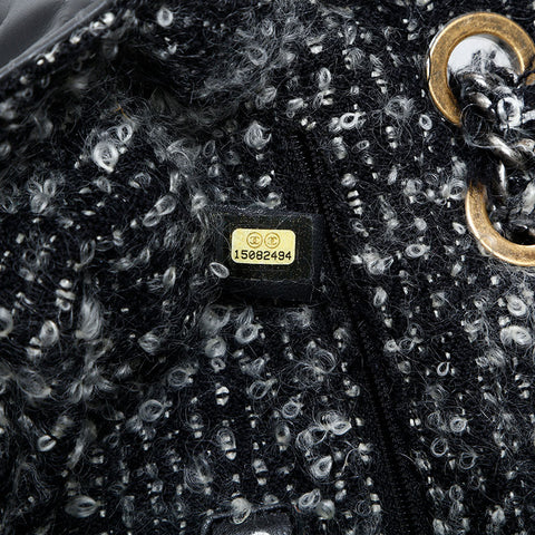 CHANEL 15th series 2011 Leather Flap Tweed Chain Shoulder Bag gray WS23077