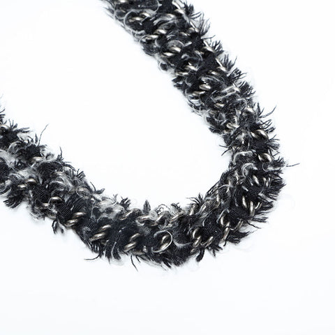 CHANEL 15th series 2011 Leather Flap Tweed Chain Shoulder Bag gray WS23077