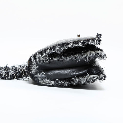 CHANEL 15th series 2011 Leather Flap Tweed Chain Shoulder Bag gray WS23077