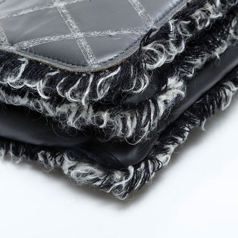 CHANEL 15th series 2011 Leather Flap Tweed Chain Shoulder Bag gray WS23077