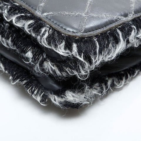 CHANEL 15th series 2011 Leather Flap Tweed Chain Shoulder Bag gray WS23077