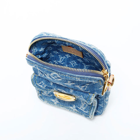 LOUIS VUITTON 2021-2025 Monogram Denim Pochette Fairfax Umhängetasche Marine WS23080