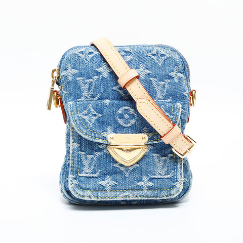 LOUIS VUITTON 2021-2025 Monogram Denim Pochette Fairfax Shoulder Bag Navy WS23080