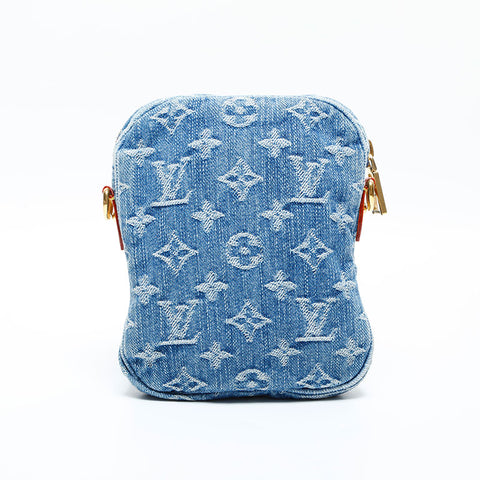 LOUIS VUITTON 2021-2025 Monogram Denim Pochette Fairfax Shoulder Bag Navy WS23080