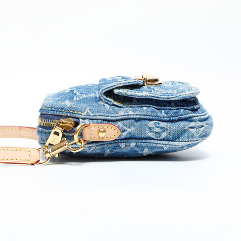 LOUIS VUITTON 2021-2025 Monogram Denim Pochette Fairfax Shoulder Bag Navy WS23080