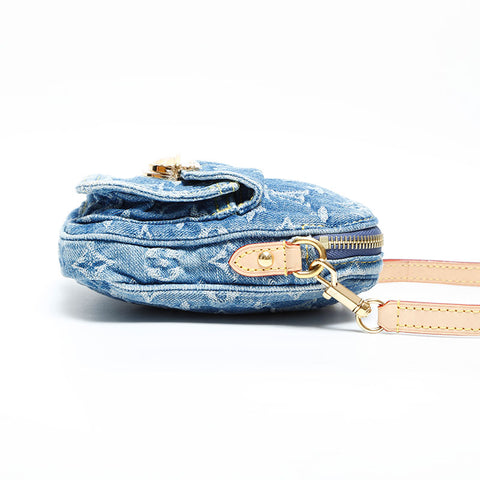 LOUIS VUITTON 2021-2025 Monogram Denim Pochette Fairfax Shoulder Bag Navy WS23080