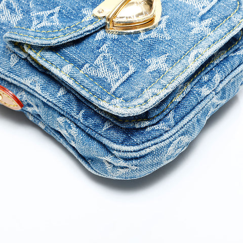 LOUIS VUITTON 2021-2025 Monogram Denim Pochette Fairfax Shoulder Bag Navy WS23080