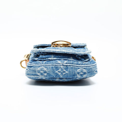 LOUIS VUITTON 2021-2025 Monogram Denim Pochette Fairfax Shoulder Bag Navy WS23080