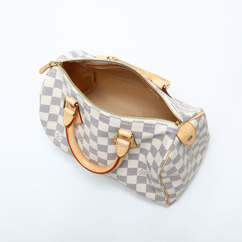 LOUIS VUITTON 2007 Damier Azur Speedy 25 Handbag white WS23084