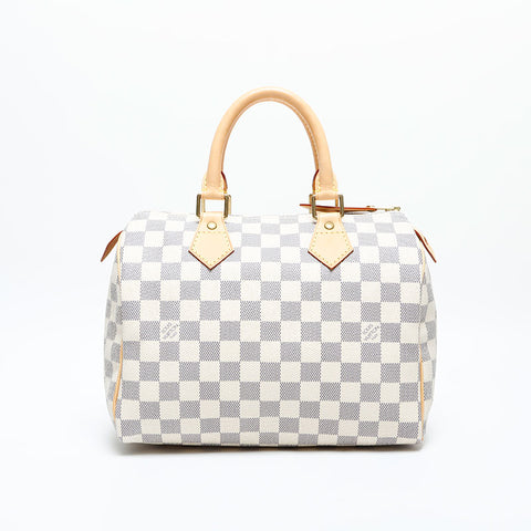 LOUIS VUITTON 2007 Damier Azur Speedy 25 Handbag white WS23084