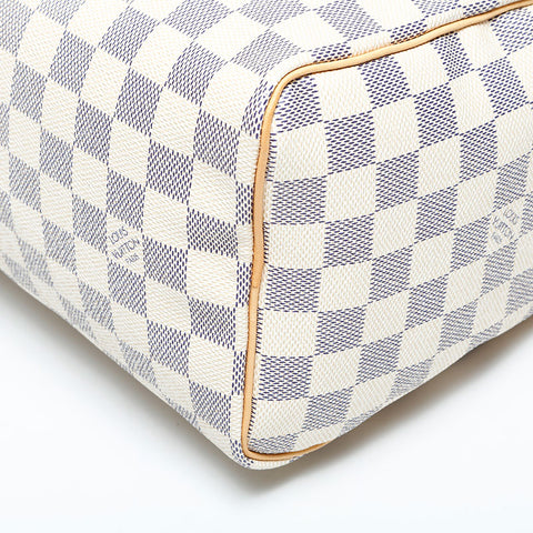 LOUIS VUITTON 2007 Damier Azur Speedy 25 Handbag white WS23084