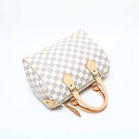 LOUIS VUITTON 2007 Damier Azur Speedy 25 Handbag white WS23084