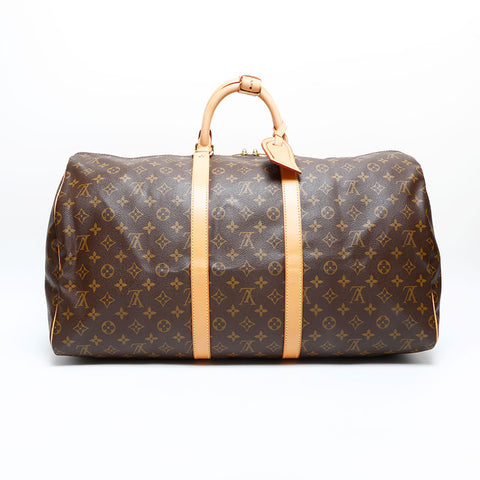 LOUIS VUITTON 2002 Monogram Keepall 55 Handbag Brown WS23086