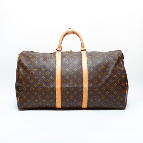 LOUIS VUITTON 2002 Monogram Keepall 55 Handbag Brown WS23086
