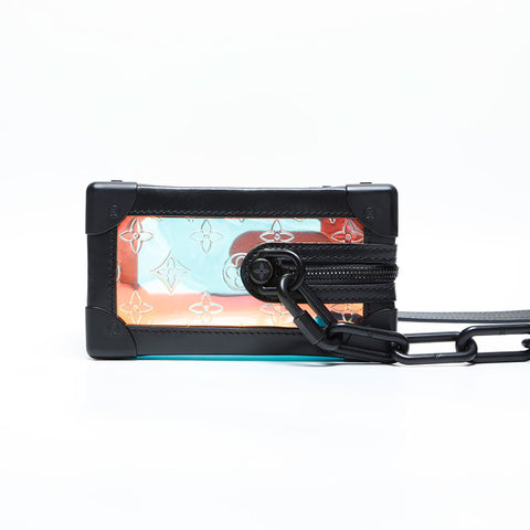 LOUIS VUITTON 2021-2025 Monogram Prism Soft Trunk Shoulder Bag Silver WS23087