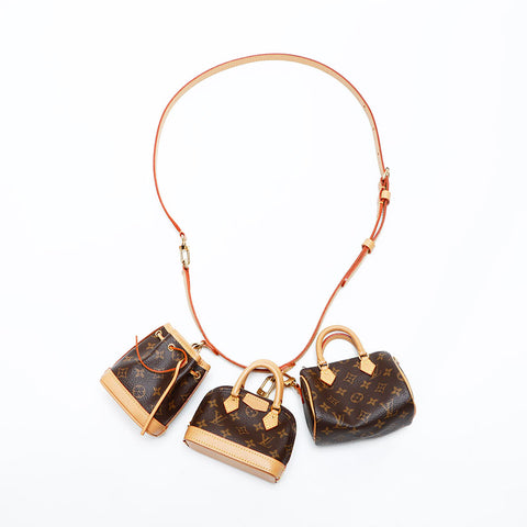 LOUIS VUITTON 2021-2025 Monogram Trio Mini Icon Shoulder Bag Brown WS23088