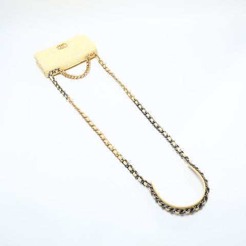 CHANEL No. 31 2021-2022 Tweed Chain Mini Flap CHANEL 19 Shoulder Bag yellow WS23089