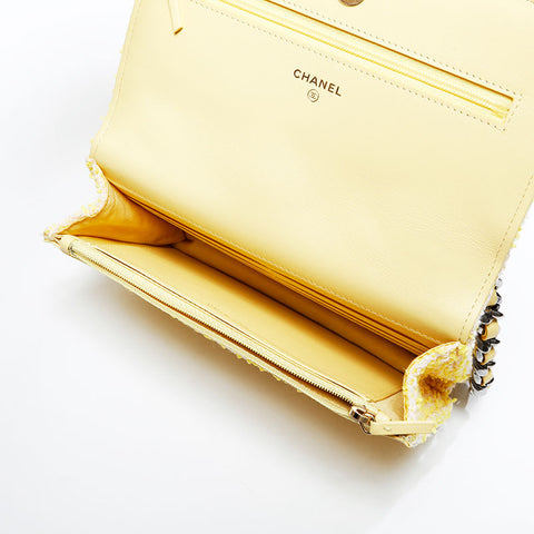 CHANEL No. 31 2021-2022 Tweed Chain Mini Flap CHANEL 19 Shoulder Bag yellow WS23089