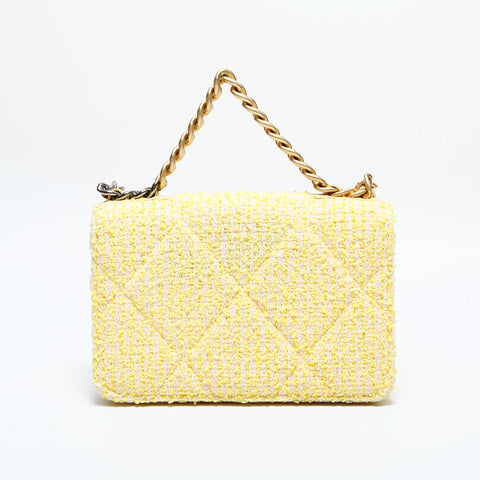 CHANEL No. 31 2021-2022 Tweed Chain Mini Flap CHANEL 19 Shoulder Bag yellow WS23089