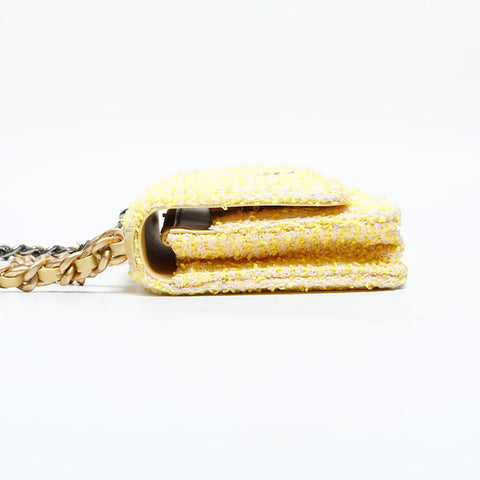 CHANEL No. 31 2021-2022 Tweed Chain Mini Flap CHANEL 19 Shoulder Bag yellow WS23089