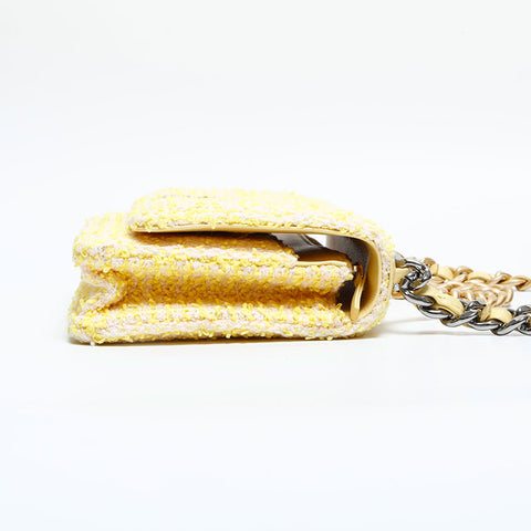 CHANEL No. 31 2021-2022 Tweed Chain Mini Flap CHANEL 19 Shoulder Bag yellow WS23089