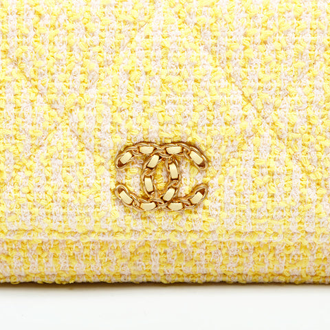 CHANEL No. 31 2021-2022 Tweed Chain Mini Flap CHANEL 19 Shoulder Bag yellow WS23089