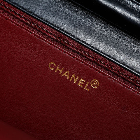 CHANEL No. 4 1996-1997 Lambskin Push Lock Chain Matelasse Shoulder Bag black WS23100