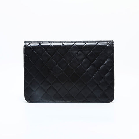 CHANEL No. 4 1996-1997 Lambskin Push Lock Chain Matelasse Shoulder Bag black WS23100