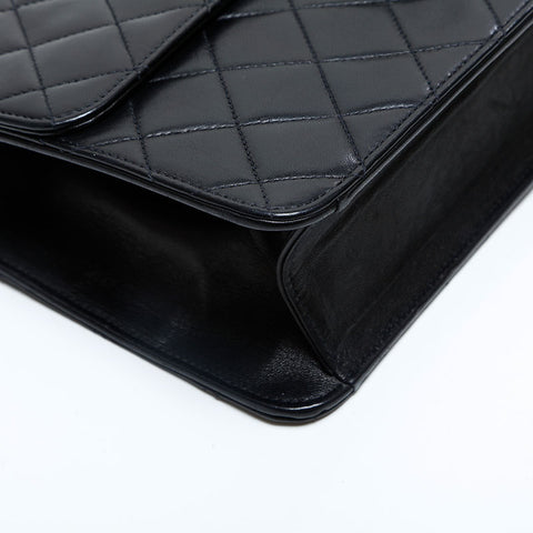 CHANEL No. 4 1996-1997 Lambskin Push Lock Chain Matelasse Shoulder Bag black WS23100