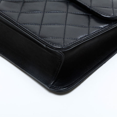 CHANEL No. 4 1996-1997 Lambskin Push Lock Chain Matelasse Shoulder Bag black WS23100