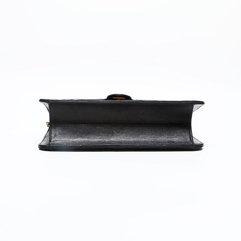 CHANEL No. 4 1996-1997 Lambskin Push Lock Chain Matelasse Shoulder Bag black WS23100