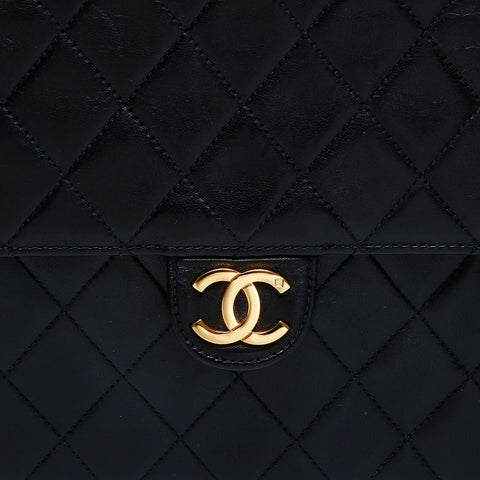 CHANEL No. 4 1996-1997 Lambskin Push Lock Chain Matelasse Shoulder Bag black WS23100