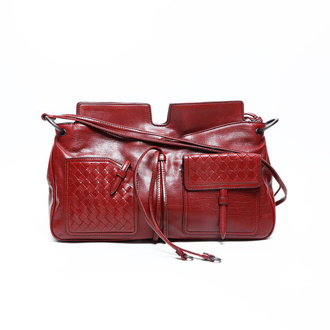 BOTTEGAVENETA INTRECCIATO Shoulder Bag Red WS23101