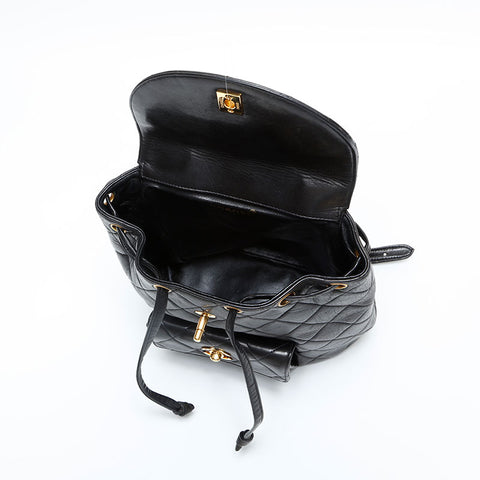 CHANEL No. 3 1994-1996 Lambskin Matelasse Chain Backpack  Daypack black WS23105