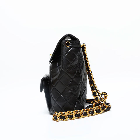 CHANEL No. 3 1994-1996 Lambskin Matelasse Chain Backpack  Daypack black WS23105
