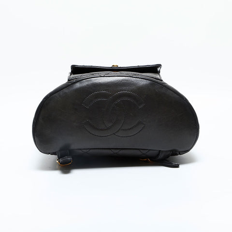 CHANEL No. 3 1994-1996 Lambskin Matelasse Chain Backpack  Daypack black WS23105